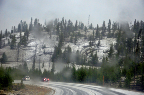 hail storm in Yellowstone National Park